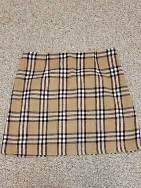 Pink Lily Tan Plaid Mini Skirt School Preppy Academia Medium